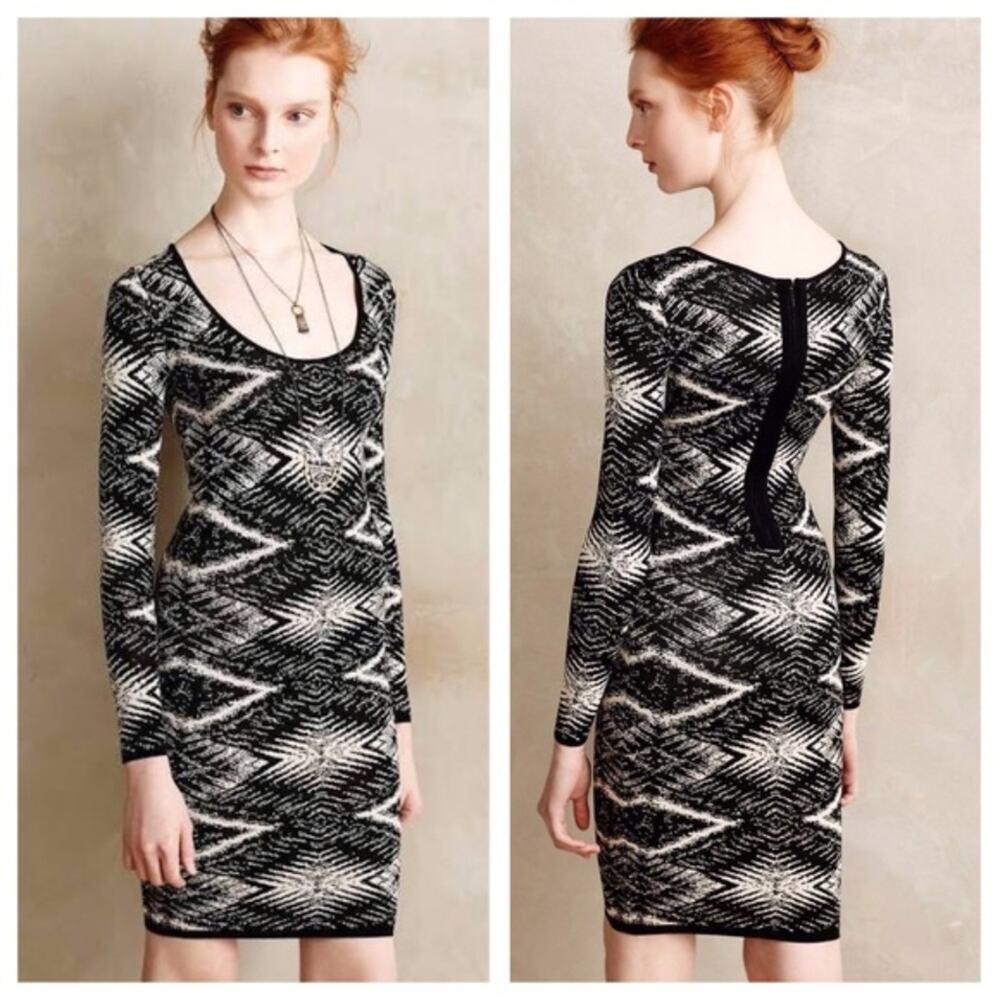 Anthropologie Plenty by Tracy Reese Felicity Bodycon Knit Sheath Dress Black LP